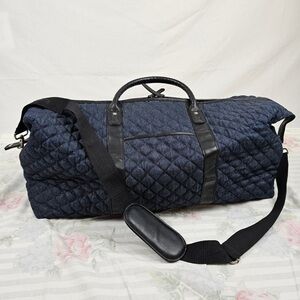 Quilted Navy Blue Duffel Bag